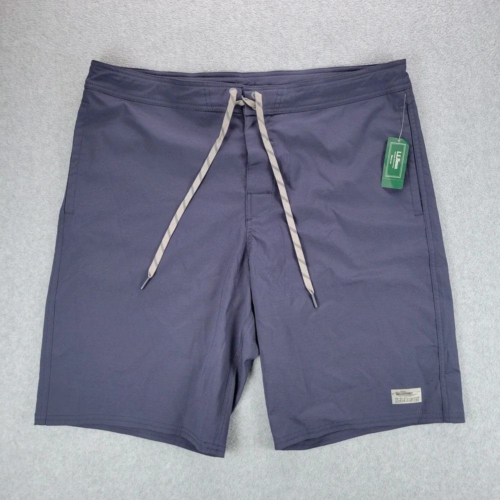 L.L. Bean Traverse Board Shorts Mens‎ 35 Carbon Navy Stretch Quick-Dry 507322